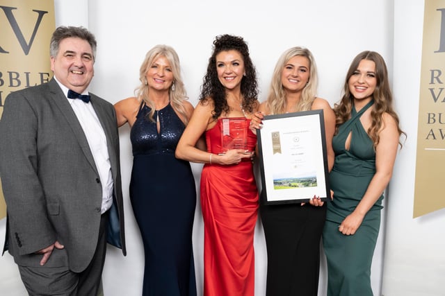 Simply the Best Whalley L to R, Colin Hirst of sponsors Ribble Valley Borough Council, Pam Conelly, Sarah Macmillan, Katie Elliott & Taylor Hunt.