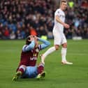 BURNLEY, ENGLAND - NOVEMBER 25: Luca Koleosho of Burnley reacts during the Premier League match between Burnley FC and West Ham United at Turf Moor on November 25, 2023 in Burnley, England. (Photo by Matt McNulty/Getty Images)