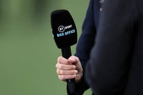 SHEFFIELD, ENGLAND - OCTOBER 18: Detail of view of BT Sport Box Office pay per view television channel microphones during the Premier League match between Sheffield United and Fulham at Bramall Lane on October 18, 2020.