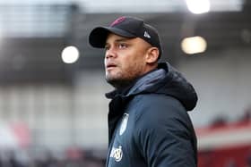 ROTHERHAM, ENGLAND - APRIL 18: Vincent Kompany, Manager of Burnley, looks on prior to the Sky Bet Championship match between Rotherham United and Burnley at AESSEAL New York Stadium on April 18, 2023 in Rotherham, England. (Photo by Matt McNulty/Getty Images)