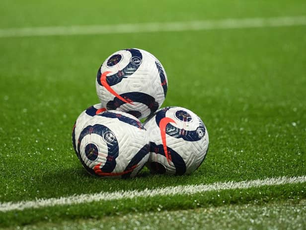 Premier League match ball. (Photo by Oli Scarff - Pool/Getty Images)