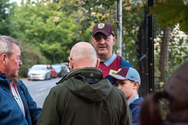 Burnley fans arrive at the Peninsula Stadium for the Carabao Cup tie with Salford City. Photo: Kelvin Lister-Stuttard