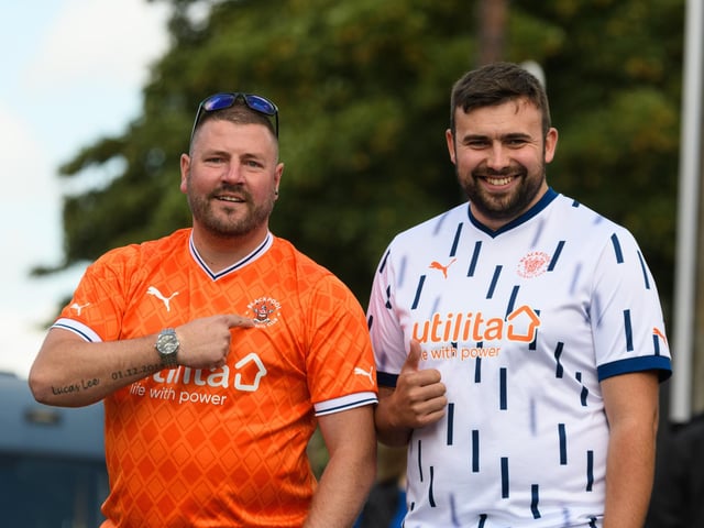 Blackpool fans arrive at Turf Moor ahead of the fixture with Burnley. Photo: Kelvin Stuttard