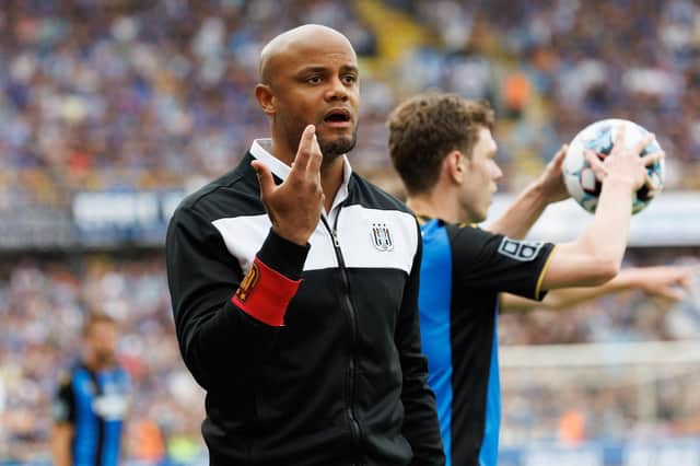 Anderlecht's head coach Vincent Kompany pictured during a soccer match between Club Brugge KV and RSC Anderleht, Sunday 22 May 2022 in Brugge, on the sixth and last day of the Champions' play-offs of the 2021-2022 'Jupiler Pro League' first division of the Belgian championship. BELGA PHOTO KURT DESPLENTER (Photo by KURT DESPLENTER / BELGA MAG / Belga via AFP) (Photo by KURT DESPLENTER/BELGA MAG/AFP via Getty Images)