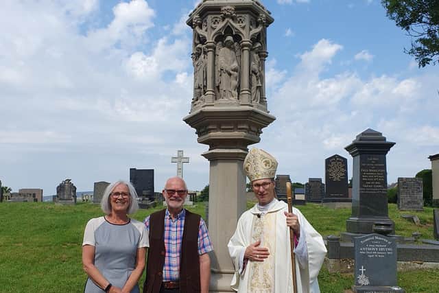 Picture: (from left to right) Karen Wilkinson, Ken Howe, and the Bishop of Blackburn Philip North