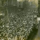 Crowds in Manchester Road welcome FA Cup Winners 1914. Credit: Lancashire County Council