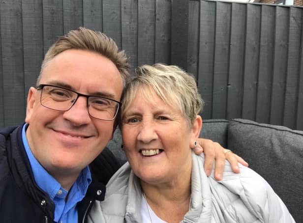 David Lord with his mum Norma who is recovering from a stroke. David tackled the Yorkshire Three Peaks to raise over £4,000 for the hospital where she was treated