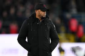 BURNLEY, ENGLAND - DECEMBER 16: Vincent Kompany, Manager of Burnley, looks on prior to the Premier League match between Burnley FC and Everton FC at Turf Moor on December 16, 2023 in Burnley, England. (Photo by Gareth Copley/Getty Images)