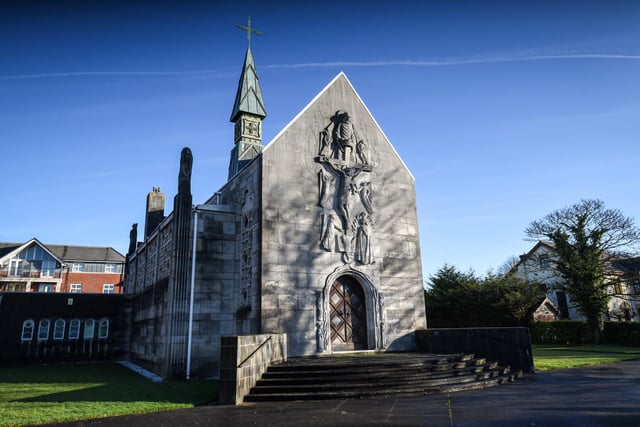 The Thanksgiving Shrine of Our Lady of Lourdes, on Whinney Heys Road, Blackpool, has seen "severe damage to internal historic fabric", according to Historic England. The shrine is now in the hands of the Historic Chapels Trust, which is running a scheme of urgent repairs.
