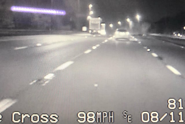 This Audi joined the M6 directly in front of patrol MN34 and hadn’t seen the fully liveried Volvo V90 traffic car.
The driver was recorded doing 98mph and was reported for excessive speed.