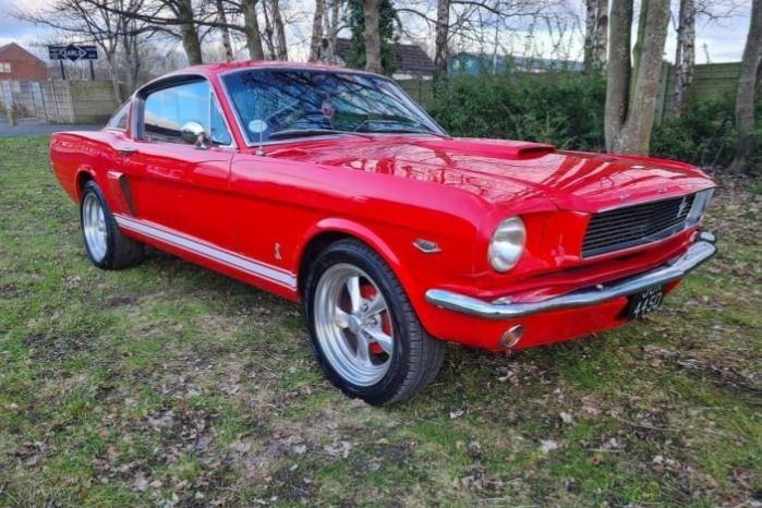 This classic can be yours for £59,950.
It's for sale in Preston and has had a Shelby GT350 styling kit fitted by its original US owner in the 70's.
It is a genuine matching numbers car with 4. 7 v8 engine and 4 speed manual box.