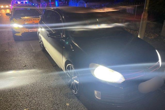 Excess speed and an illegal number plate on this Golf caught the attention of patrols in New Hall Lane, Preston.
The "overwhelming" smell of cannabis resulted in the driver providing a positive drug test.