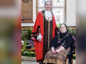 The Mayor of Burnley, Coun. Raja Arif Khan, with his wife and Mayoress, Zaban Nisa.