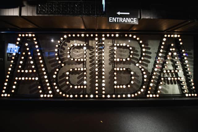 A big lettering of lights with the text ABBA is displayed at the entrance to the ABBA museum in Stockholm, Sweden on November 5, 2021. - ABBA's first album in 40 years, "The Voyage", was released on November 5, 2021. (Photo by Jonathan NACKSTRAND / AFP) (Photo by JONATHAN NACKSTRAND/AFP via Getty Images)