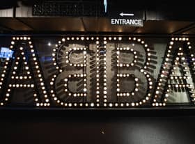 A big lettering of lights with the text ABBA is displayed at the entrance to the ABBA museum in Stockholm, Sweden on November 5, 2021. - ABBA's first album in 40 years, "The Voyage", was released on November 5, 2021. (Photo by Jonathan NACKSTRAND / AFP) (Photo by JONATHAN NACKSTRAND/AFP via Getty Images)