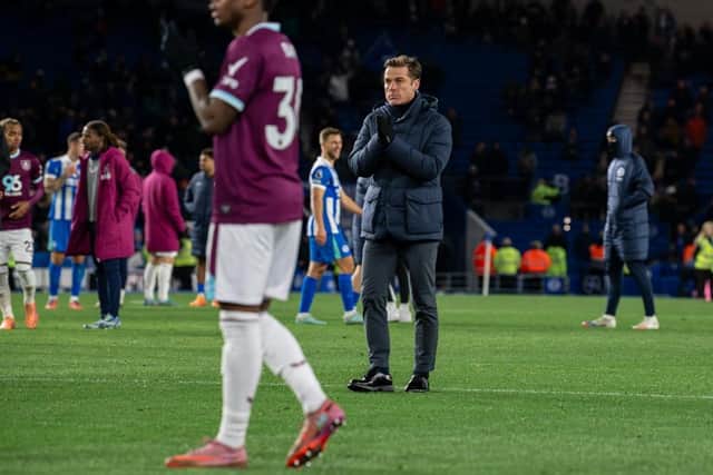 Scott Parker looks dejected at full time following the defeat to Brighton. Photo: Kelvin Lister-Stuttard
