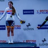 Katie Lawson, a Ribblesdale High School pupil who trained at the The Steven Burke Sports Hub in Barrowford, has won the youth girls 500m time-trial final this week at Manchester Velodrome. Photo by Stephen Smith