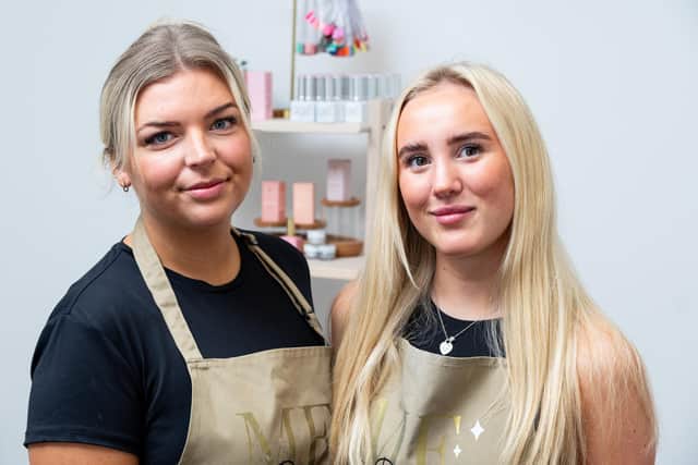 Mayah McDonagh (left) and Evie Little, business partners at new salon ME Beauty at the Northlight Offices in Brierfield.  Photo: Kelvin Lister-Stuttard