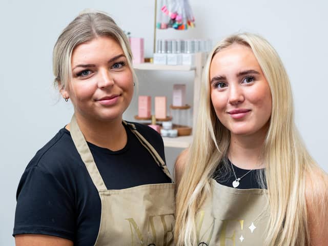 Mayah McDonagh (left) and Evie Little, business partners at new salon ME Beauty at the Northlight Offices in Brierfield.  Photo: Kelvin Lister-Stuttard