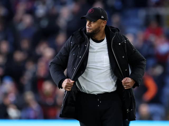BURNLEY, ENGLAND - APRIL 02:  Vincent Kompany the manager of Burnley during the Premier League match between Burnley FC and Wolverhampton Wanderers at Turf Moor on April 02, 2024 in Burnley, England. (Photo by Alex Livesey/Getty Images)