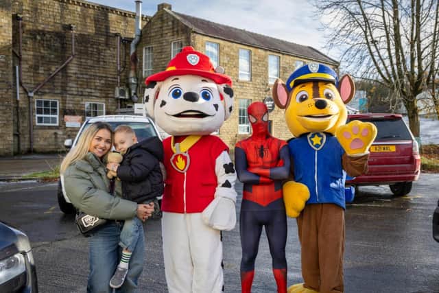 Colne boy Matvey, who is receiving treatment for a brain tumour,  and his mum Victoria arrive at the party organised for him by Burnley's own 'Mrs Claus' Kelly Liversidge at Giddy Kippers play centre in Nelson.