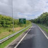 The van crashed through a road barrier on the A56 slip road (Credit: Google)