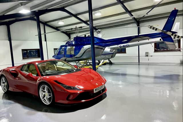 Dave Fishwick's Ferrari and helicopter which features on his latest viral TikTok video