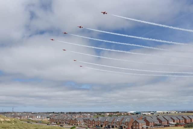 The Red Arrows fly over Blackpool