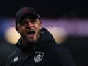BURNLEY, ENGLAND - JANUARY 20: Vincent Kompany, Manager of Burnley, celebrates victory following the Sky Bet Championship match between Burnley and West Bromwich Albion at Turf Moor on January 20, 2023 in Burnley, England. (Photo by Gareth Copley/Getty Images)