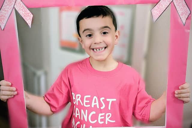 Harvey Angelone (seven) walked 116 miles and raised £1,168 for Breast Cancer Now
