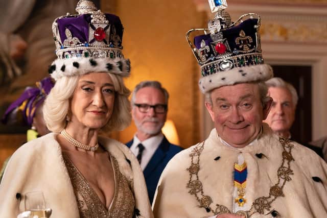 Haydn Gwynne as Camilla and Harry Enfield as Charles in The Windsors Coronation Special