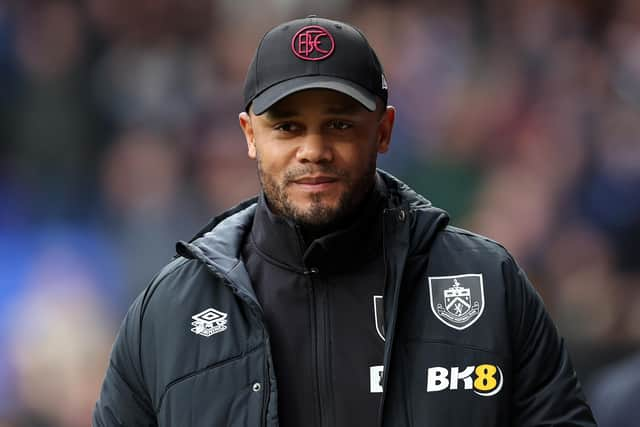 IPSWICH, ENGLAND - JANUARY 28:  Vincent Kompany, Manager of Burnley, looks on prior to the Emirates FA Cup Fourth Round match between Ipswich Town and Burnley at Portman Road on January 28, 2023 in Ipswich, England. (Photo by Julian Finney/Getty Images)