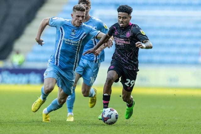 Burnley's Ian Maatsen competing with Coventry City's Viktor Gyokeres (left) 

The EFL Sky Bet Championship  - Coventry City v Burnley- Saturday 8th October 2022 - Coventry Building Society Arena - Coventry