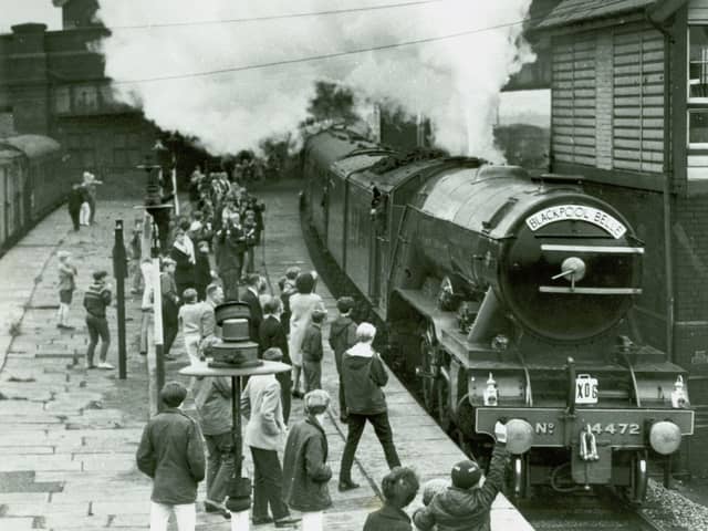 Blackpool Belle visits Rosegrove Station c1968. Credit: Lancashire County Council