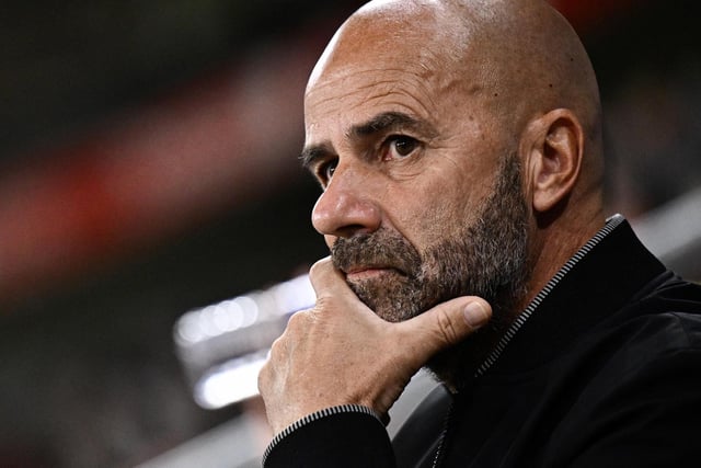 Lyons Dutch head coach Peter Bosz looks on before the French L1 football match between Olympique Lyonnais (OL) and Toulouse (TFC) at The Groupama Stadium in Decines-Charpieu, central-eastern France on October 7, 2022. (Photo by JEFF PACHOUD / AFP) (Photo by JEFF PACHOUD/AFP via Getty Images)