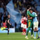Trafford celebrates with Nathan Ake at the full-time whistle (Photo by Justin Setterfield/Getty Images)
