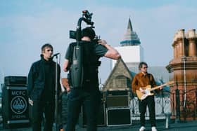 Jack Hartley pictured filming with Oasis legend Liam Gallagher
