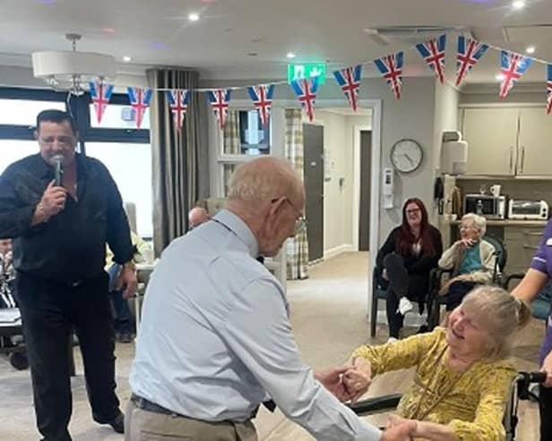 Rossendale House care home residents in Burnley enjoyed a visit from Theo Williams and Craig Williams