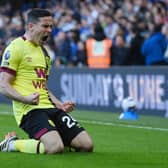 LONDON, ENGLAND - MARCH 30: Josh Cullen of Burnley celebrates scoring his team's first goal during the Premier League match between Chelsea FC and Burnley FC at Stamford Bridge on March 30, 2024 in London, England. (Photo by Alex Broadway/Getty Images)