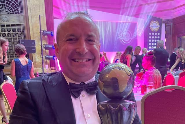 Dave Fishwick at the National Film Awards where Bank of Dave scooped Feature Film of 2023
