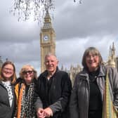 Burnley Express reporter Sue Plunkett (second from left) with fellow travellers Julie Redfern (left) and David and Carol Stinton during their trip to London organised by MP Antony Higginbotham to visit the Houses of Parliament and other famous landmarks