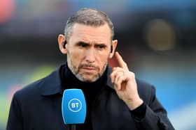 MANCHESTER, ENGLAND - APRIL 26: Former Arsenal player Martin Keown looks on prior to the Premier League match between Manchester City and Arsenal FC at Etihad Stadium on April 26, 2023 in Manchester, England. (Photo by David Price/Arsenal FC via Getty Images)