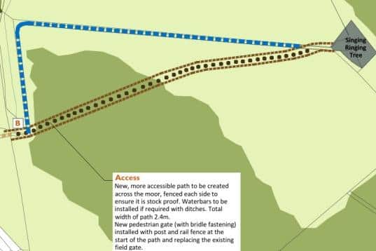 The steep meandering path will be reformed into a wider straight path, with a shallow gradient (Credit: Burnley Council)