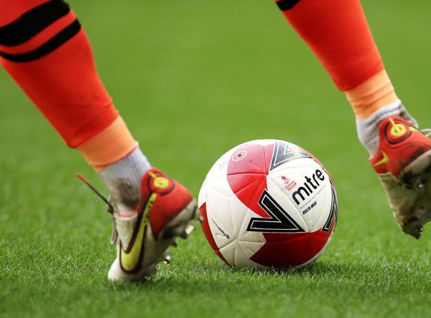 WIGAN, ENGLAND - JANUARY 08: The Mitre Delta Max Emirates FA Cup match ball is seen during the Emirates FA Cup Third Round match between Wigan Athletic and Blackburn Rovers at DW Stadium on January 08, 2022 in Wigan, England. (Photo by Lewis Storey/Getty Images)