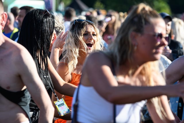 Revellers at the Retro in the Park Festival in Towneley Park.