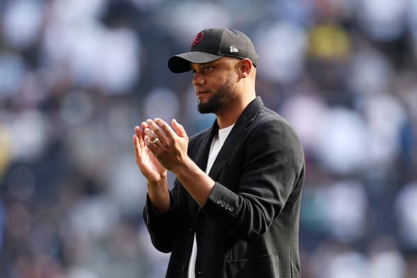 LONDON, ENGLAND - MAY 11: Vincent Kompany, Manager of Burnley, applauds the fans after the Premier League match between Tottenham Hotspur and Burnley FC at Tottenham Hotspur Stadium on May 11, 2024 in London, England. (Photo by Julian Finney/Getty Images)