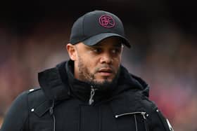 LONDON, ENGLAND - FEBRUARY 24: Burnley Manager, Vincent Kompany looks on during the Premier League match between Crystal Palace and Burnley FC at Selhurst Park on February 24, 2024 in London, England. (Photo by Alex Davidson/Getty Images)