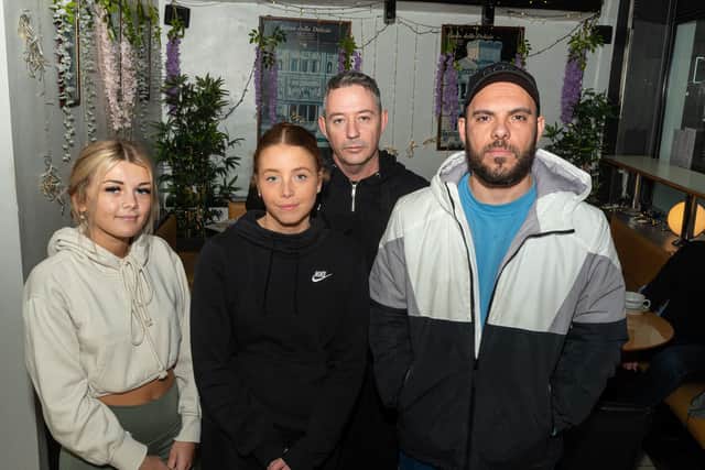 Pictured at Continentals in Burnley are (left to right) Katie Carrington, Elise O'Brien, Andrew Heywood and manager Lee Ibrahim, Burnley , who says they have noticed a drop off in trade since the roadworks on the Town 2 Turf project started. Photo: Kelvin Lister-Stuttard