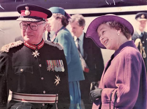 Sir Simon Towneley alongisde the late Her Majesty the Queen Elizabeth II