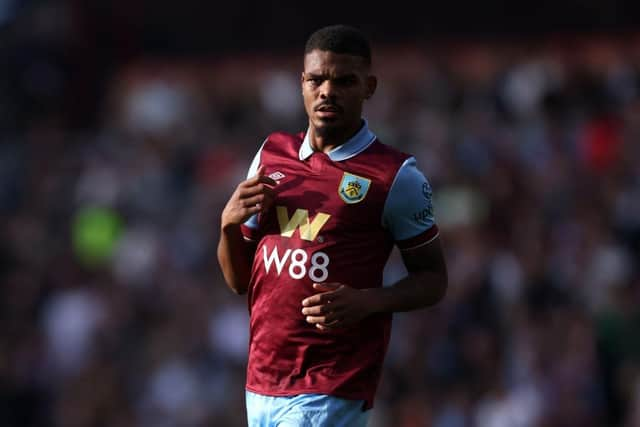 BURNLEY, ENGLAND - OCTOBER 07: Lyle Foster of Burnley looks on during the Premier League match between Burnley FC and Chelsea FC at Turf Moor on October 07, 2023 in Burnley, England. (Photo by George Wood/Getty Images)